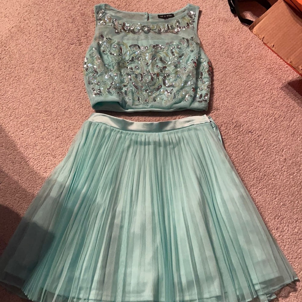 As u wish teal semi formal two piece